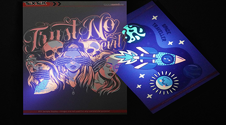 DTF打印机荧光色打印，成色好，色彩饱和度高，色牢度高。