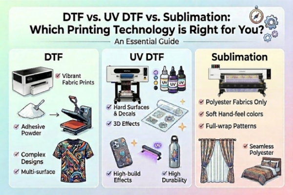 DTF vs. UV DTF vs. Sublimation: Which Printing Technology is Right for You?